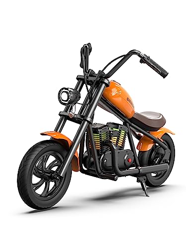 Hyper GoGo Kids Electric Dirt Bike Motorcycle – Safe 10mph Ride-On Toy with Lights & Music – Up to 60 mins Battery – Adjustable Handlebars – Ideal Gift for Ages 3+(Orange)